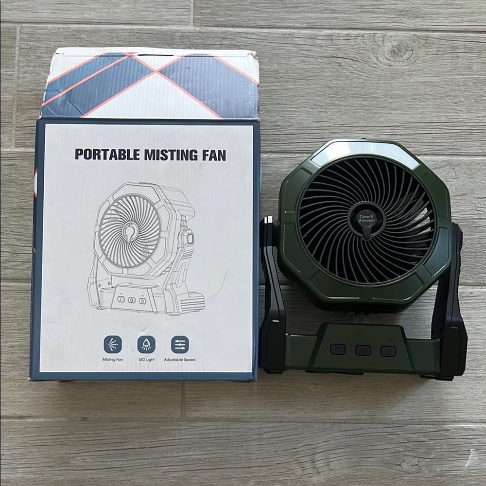 Portable Misting Fan in Green and Black